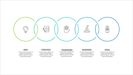 Creative concept for infographic with 5 steps, options, parts or processes. Business data visualization.