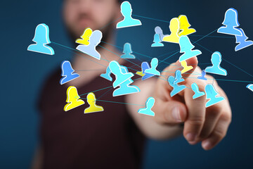 videoconference group of people talking in social network