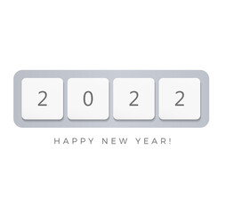 2022 computer keyboard buttons, Happy New 2022 Year creative poster design for GUI of IT business holidays party decoration. Vector illustration