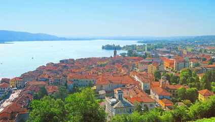 Fototapeta na wymiar Panorama of Arona, Lake Maggiore, Italy