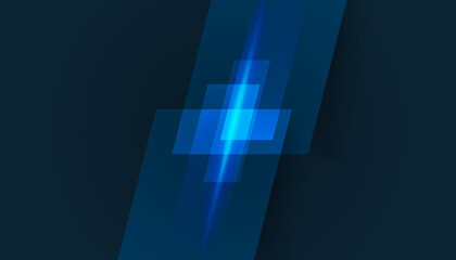 Obraz premium Vector banner design, illustration technology with geometric pattern over dark blue background. Modern hi tech digital technology concept. Abstract internet communication, future science tech design