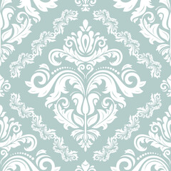 Orient vector classic pattern. Seamless abstract light blue and white background with vintage elements. Orient background. Ornament for wallpapers and packaging