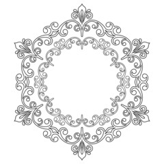 Obraz na płótnie Canvas Elegant vintage vector ornament in classic style. Abstract traditional pattern with oriental elements. Classic vintage round black and white pattern