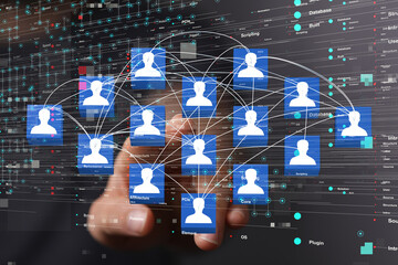 Abstract network of physical devices on the Internet using a network connection with statistics...