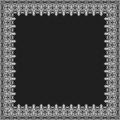 Classic vector square frame with arabesques and orient elements. Abstract ornament with place for text. Black and white vintage pattern
