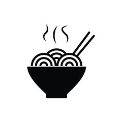 noodles icon vector in the bowl with chopsticks 