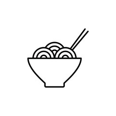 noodles icon vector in the bowl with chopsticks 