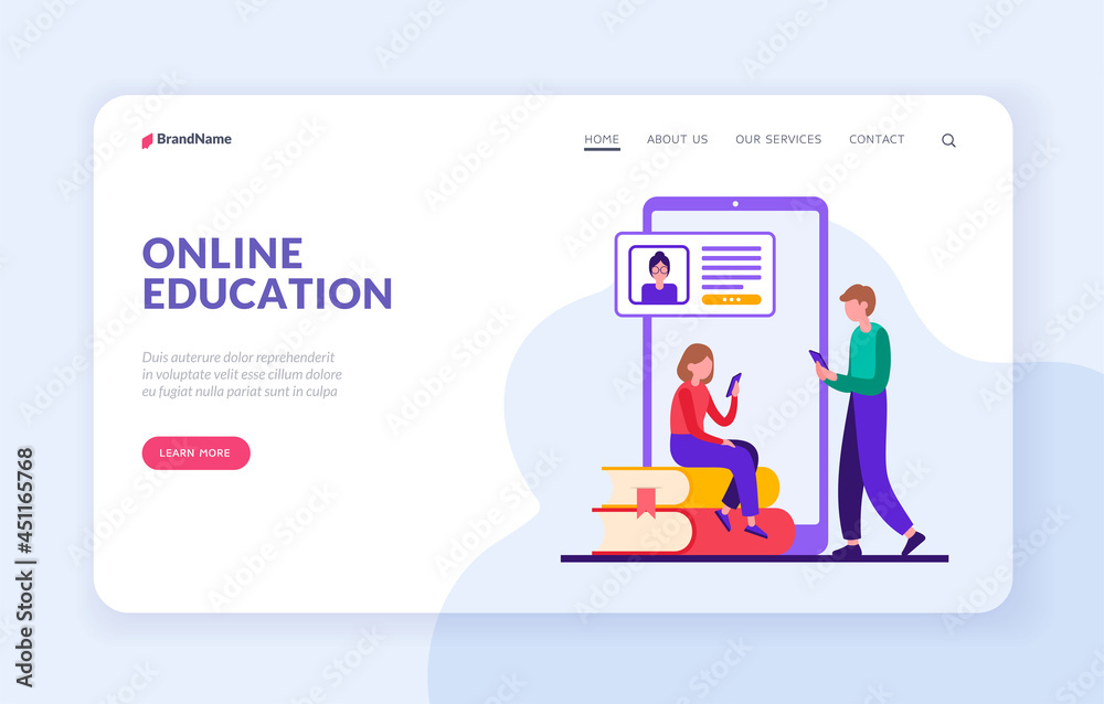 Poster getting online education. remote learning using digital app and gadgets. access to university and sc