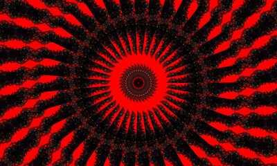 Digital visualization of a vampire sign. Bloody kaleidoscope.