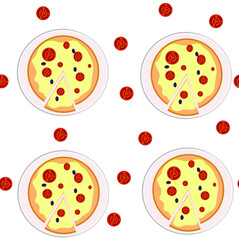 Seamless pattern with pizza, tomatoes