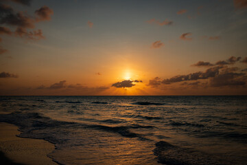 Landscape magnificent sunset on the ocean
