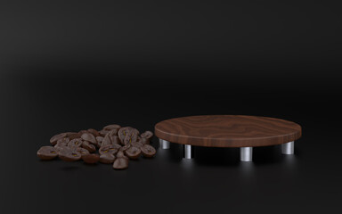 This is a 3d rendering of a coffee background mockup for packaging.