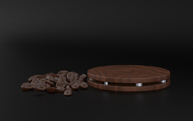 This is a 3d rendering of a coffee background mockup for packaging.