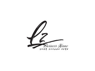 Initial LZ Brush Logo, Signature lz letter Logo template vector stock - obrazy, fototapety, plakaty