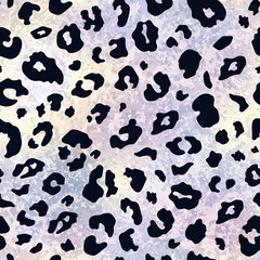 Vector trendy silver leopard skin abstract seamless pattern. Wild animal cheetah spots on shiny white gold metallic foil texture background for fashion print design, cover, wrapping paper, wallpaper