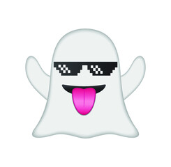 Ghost emoji vector illustration isolated. Ghost emoticon on white background.
