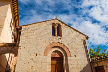 Medieval St. Martin's Church in Spello old historic center, Umbria