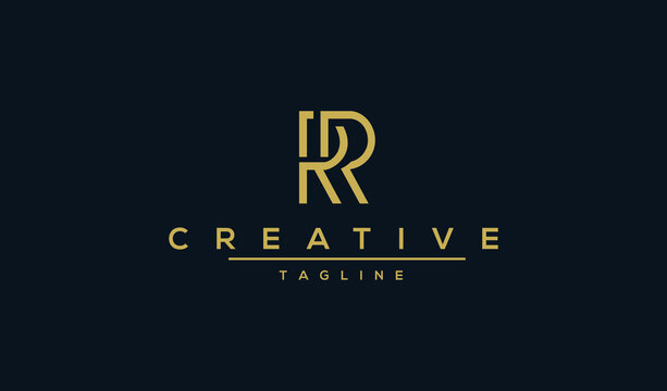 Unique Minimal RR Style golden and black color initial based logo