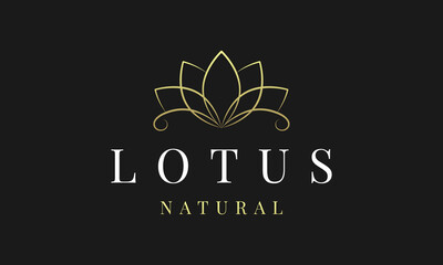 luxury golden lotus flower feminine logo design vector for salon jewelry spa and massage