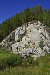 White gypsum mountain Karavai (Loaf) on the Sudinka river.