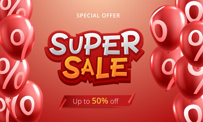 Super sale banner templete design for media promotions