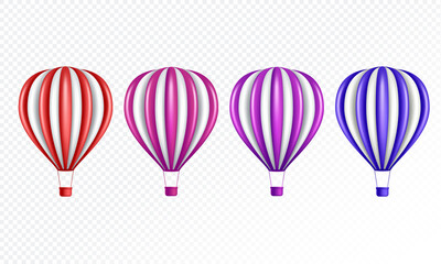 Colorful hot air balloon isolated on transparent background