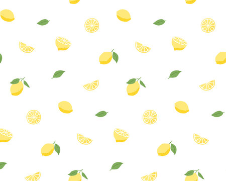 レモンのシームレスパターン 背景 模様 フルーツ 果物 イラスト かわいい 壁紙 シトラス Stock Vector Adobe Stock