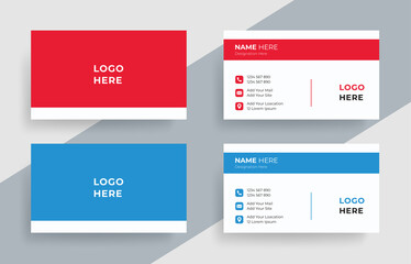 modern design template, Creative Office Business Card Design, Simple Corporate Business Card, Minimal Red Blue Business Card or Visiting Card,  Modern Vector  illustration Business Card