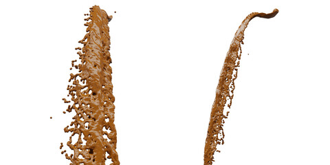 Chocolate Splash with droplets 3d rendering. 3d illustration.