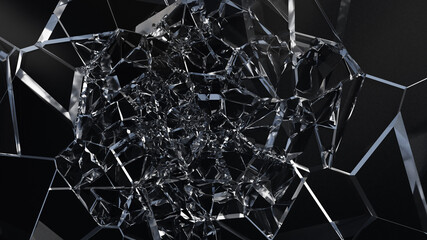 Glass debris in 3d rendering isolated design