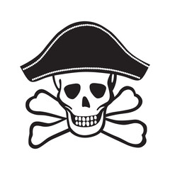 happy skull with pirates hat, vector