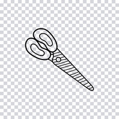 Hand drawn Scissors isolated on transparent background. Sketch. Vector illustration.