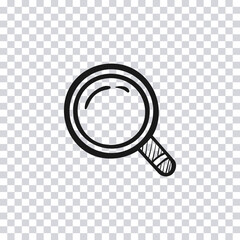 Hand drawn Magnifier isolated on transparent background. Sketch. Vector illustration.