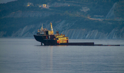 a sunken ship at sea