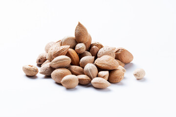 Almonds with shell, Prunus amygdalus, Satara, Maharastra, India