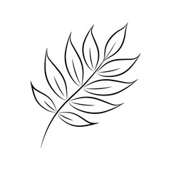 A minimalistic drawing of a leaf is suitable as an element for drawing on fabric, gift wrapping, invitation cards.