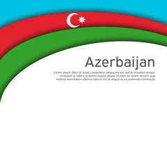 Abstract waving azerbaijan flag. Paper cut style. Creative background for design of patriotic holiday card. Azerbaijan national poster. State azerbaijani patriotic cover, flyer. Vector design