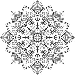 Mandala Coloring book page. Used for Wall art. Wallpaper design Tile pattern Paint shirt Greeting card Sticker Yoga design Lace pattern Background and tattoo. Vector ethnic oriental circle ornament.
