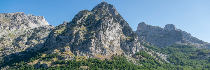 Albanian mountain Alps. Mountain landscape, picturesque mountain view in summer. Albanian nature panorama