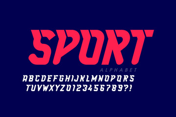 Sport style font design, alphabet letters and numbers vector illustration
