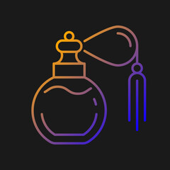Vintage perfume with pump gradient vector icon for dark theme. Antique scent bottle. Classic design with atomizer. Thin line color symbol. Modern style pictogram. Vector isolated outline drawing