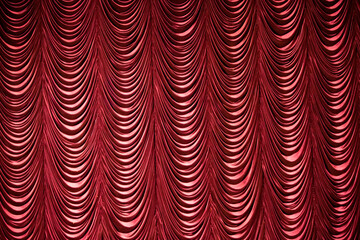 Stage classic burgundy curtains. Theatrical background.