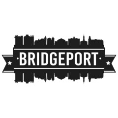 Bridgeport Connecticut Skyline. Banner Vector Design Silhouette Art. Cityscape Travel Monuments.