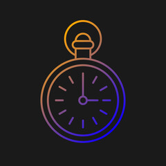 Antique pocket watch gradient vector icon for dark theme. Vintage accessory. Male fashion. Victorian open-face watch. Thin line color symbol. Modern style pictogram. Vector isolated outline drawing