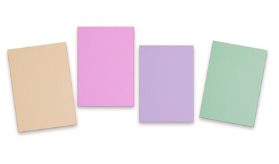 Bright colorful paper close-up. Four multi-colored sheets of colored paper on a white background.
