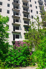 Abandoned high-rise buildings, city. Clean quarts and buildings without windows or doors.