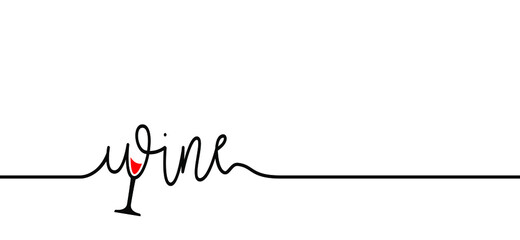 Cheers, wine slogan or quote with red wine glass. For chill and relax party,  Vector wineglass toasting lettering for banner or card. 