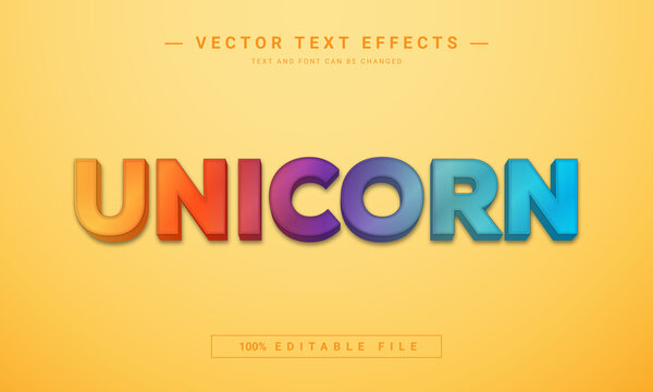 3D Unicorn Text Effect - 100% Editable Eps File