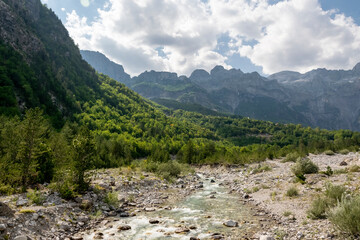 Albanian mountain Alps. Mountain landscape, picturesque mountain view in summer. Albanian nature panorama