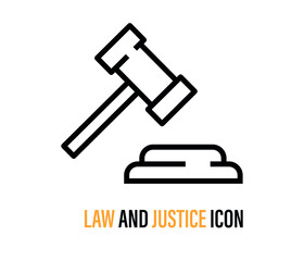 law and justice icon. judge hammer vector icon illustration. judge gavel symbol.